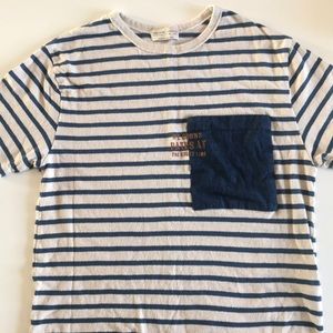 Tan & Blue Stripped Top